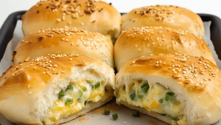 Focacce con uova e cipolle verdi