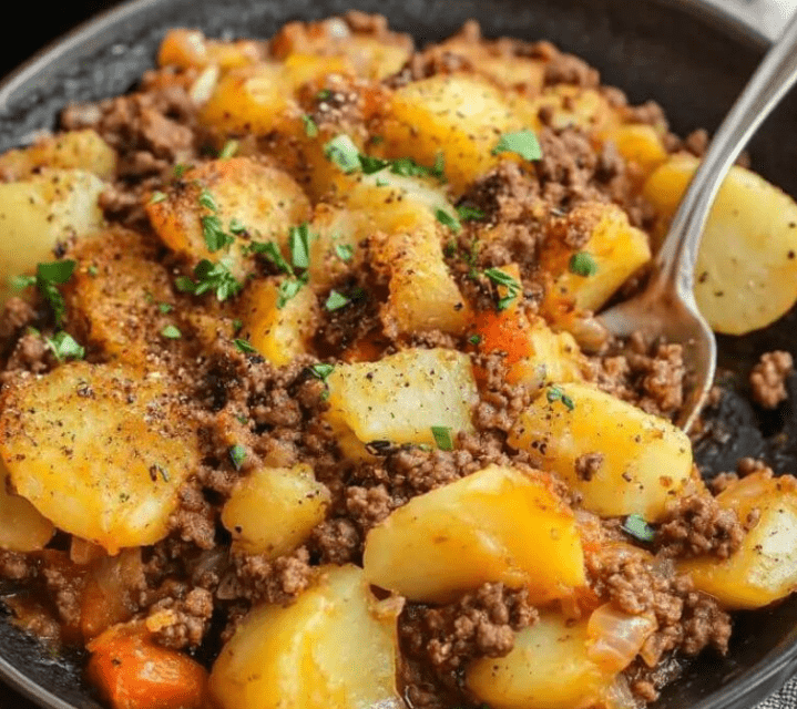 Casseruola Hobo rustica di carne macinata e patate al forno