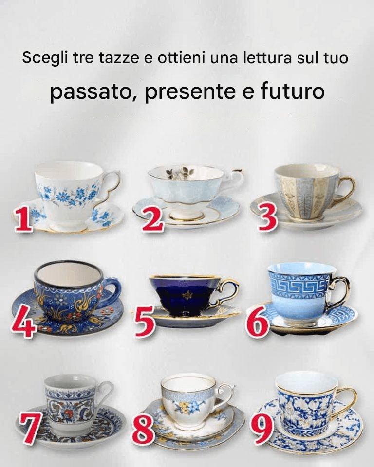 Scegli tre tazze e ottieni una lettura sul tuo passato, presente e futuro